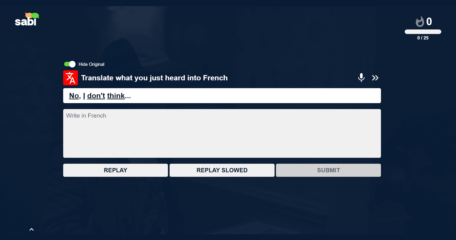 Sabi's interactive exercises