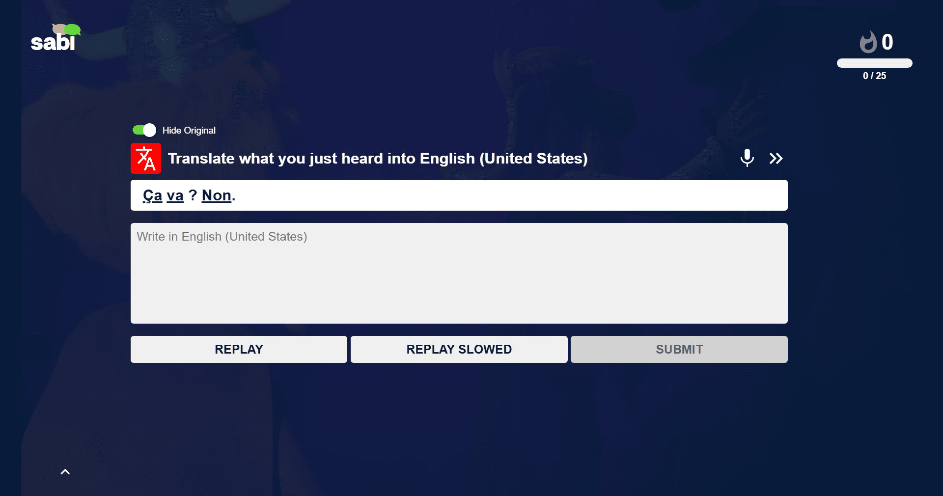 Sabi's interactive exercises
