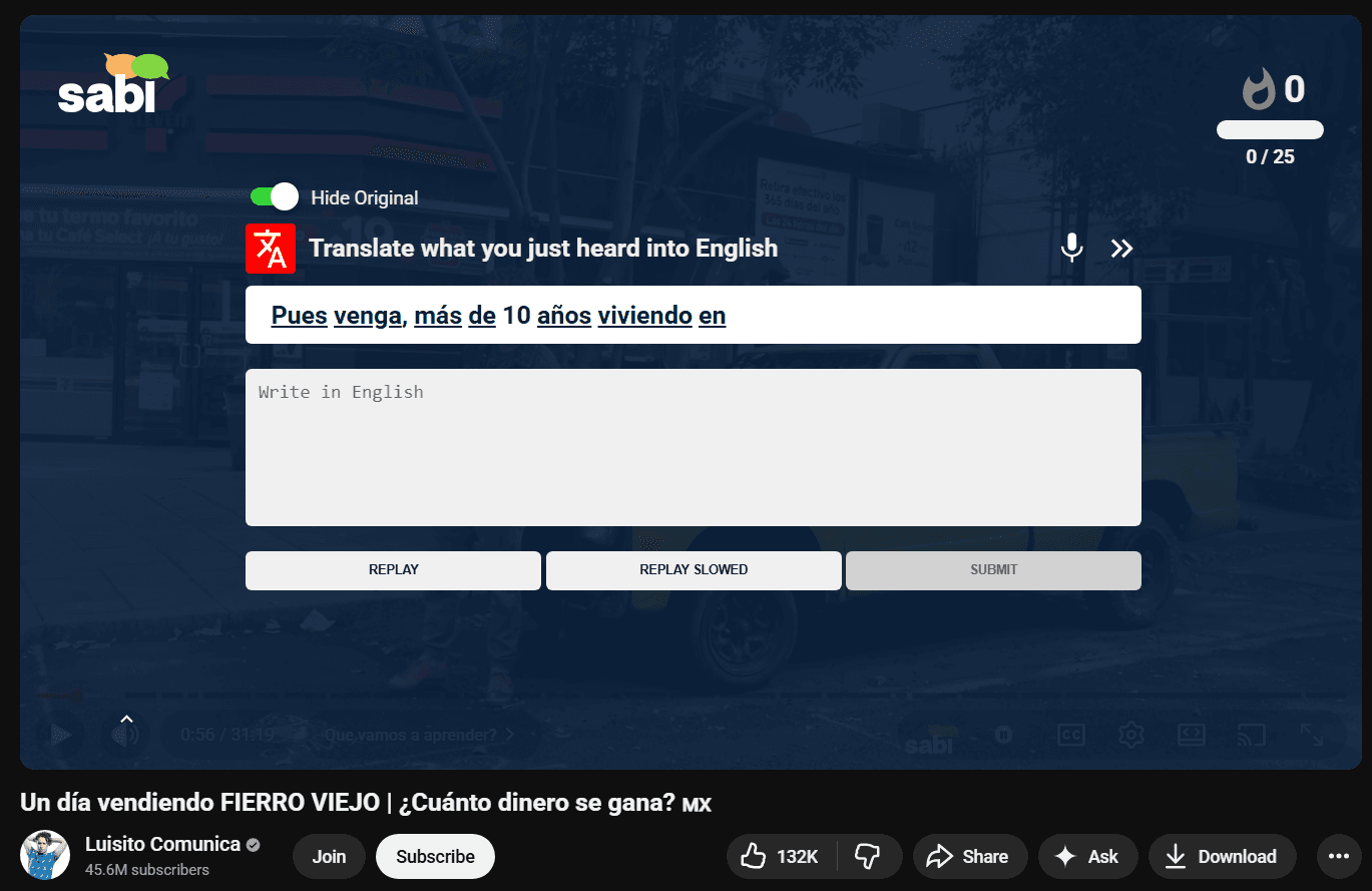 Sabi's interactive exercises
