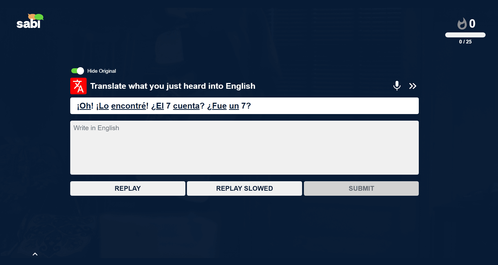 Sabi's interactive exercises