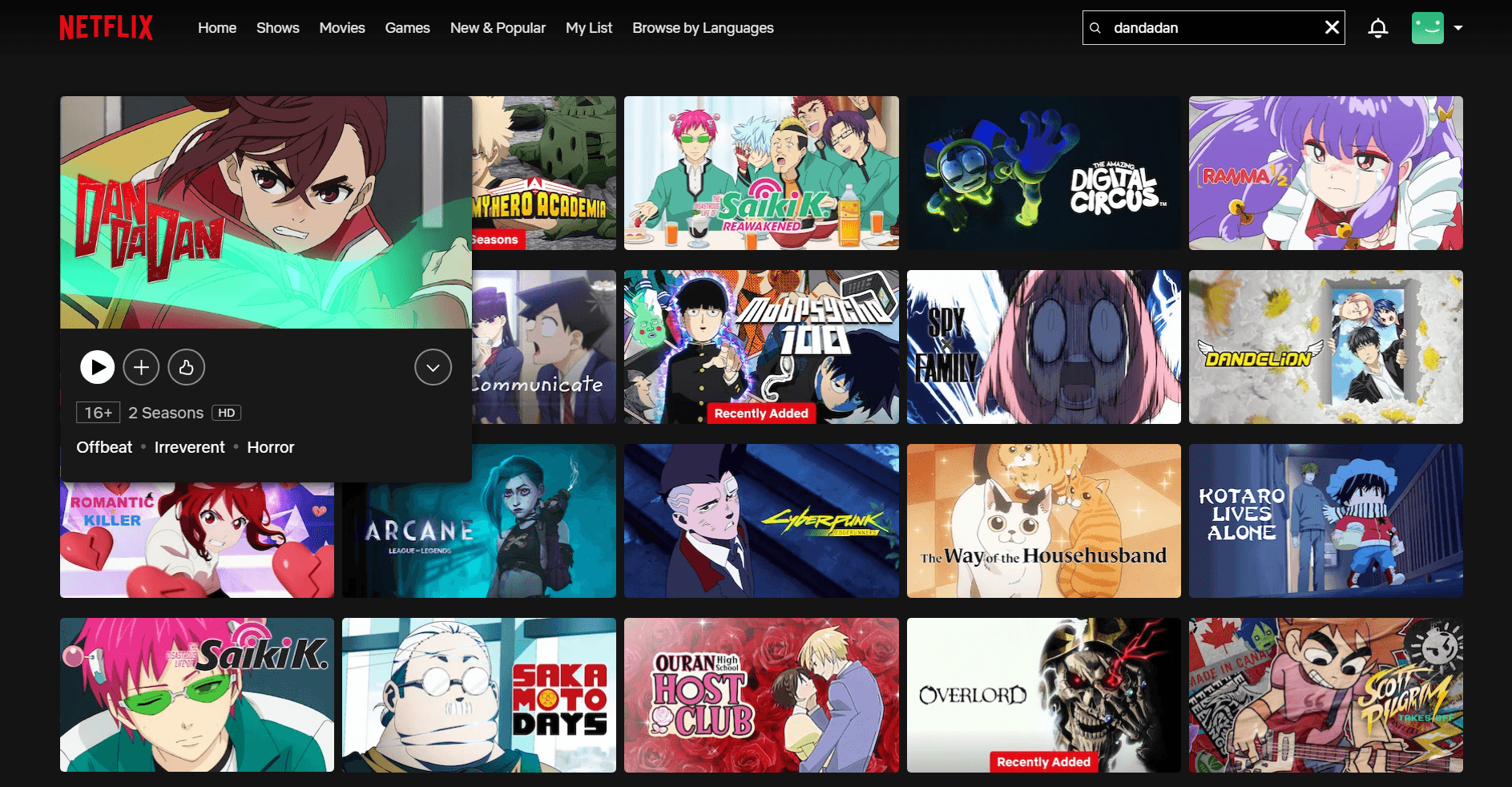 Picking an anime on Netflix to watch